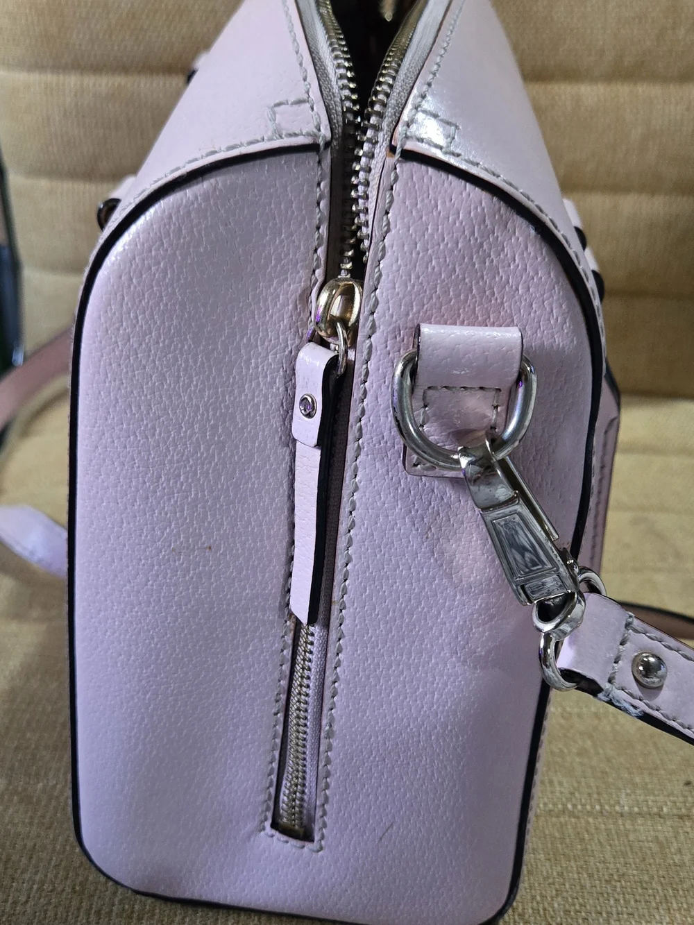 kate spade Pale Pink Leather Dome Satchel with Removable Strap